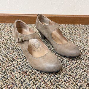 Taos Tan Suede Leather Mary Jane Heels